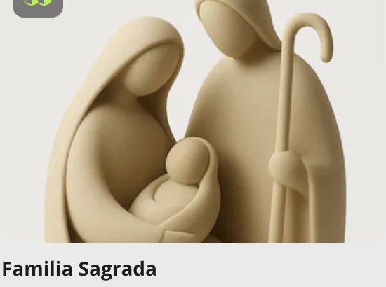 Escultura Família Sagrada Minimalista com Cajado - Koa 3D