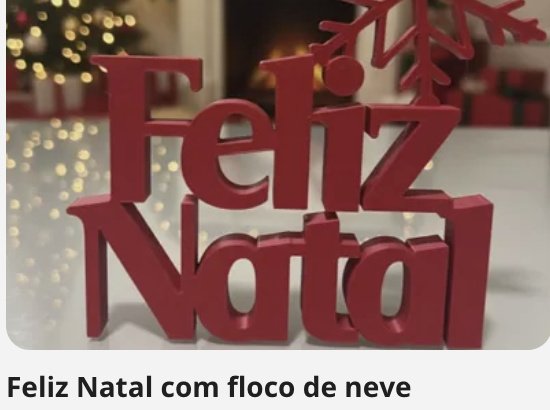 Letreiro 3D Feliz Natal com Floco de Neve de Mesa - Koa 3D